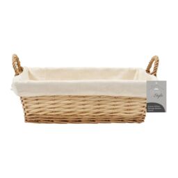 JVL Hand Woven Acacia Rectangular Willow Storage Basket with Lining in Gold - Size: Small - thumbnail 1