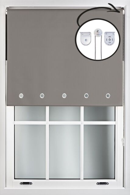 Furnished Dark Grey Blackout Roller Blinds with Chrome Round Eyelets & Metal Fittings - Size: 115 cm width x 165 cm drop - image 1