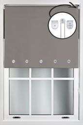 Furnished Dark Grey Blackout Roller Blinds with Chrome Round Eyelets & Metal Fittings - Size: 115 cm width x 165 cm drop - thumbnail 1