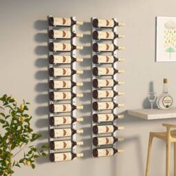 Berkfield Home Wall Mounted Wine Rack for 12 Bottles 2 pcs White Iron - thumbnail 2