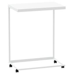 Berkfield Home Side Table with Wheels White 55x35x70 cm Engineered Wood - Size: 55 x 35 x 70 cm - thumbnail 3