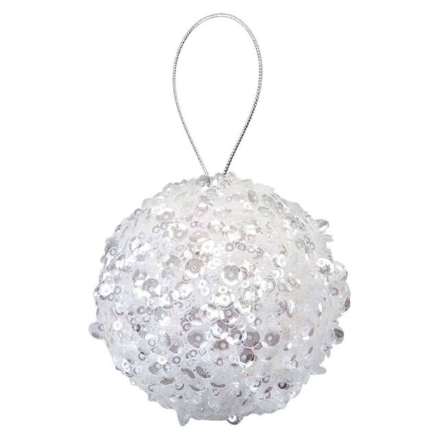 VFM e-Store Christmas Hanging Ball Decoration 20cm x 11cm Silver X 1 - Size: 20 cm x 11 cm - image 1