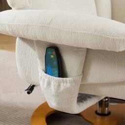 Direct Wicker Chenille Upholstered Massage Recliner with Ottoman Footstool in White - Size: 1 Pack - thumbnail 2