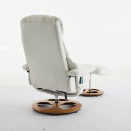 Direct Wicker Chenille Upholstered Massage Recliner with Ottoman Footstool in White - Size: 1 Pack - thumbnail 5