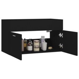 Berkfield Home Sink Cabinet Black 80x38.5x46 cm Engineered Wood - thumbnail 4