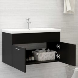 Berkfield Home Sink Cabinet Black 80x38.5x46 cm Engineered Wood - thumbnail 3