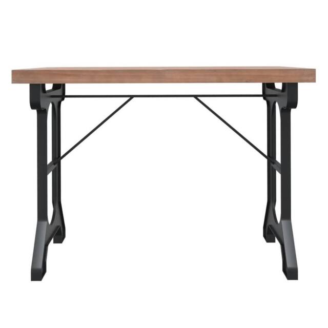 Berkfield Home Decorative Dining Table 110x65x82 cm Solid Wood Fir & Iron in Brown - Size: 110 x 65 x 82 cm - image 1