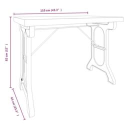 Berkfield Home Decorative Dining Table 110x65x82 cm Solid Wood Fir & Iron in Brown - Size: 110 x 65 x 82 cm - thumbnail 6