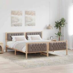 Berkfield Home Bed Frame with Headboard Taupe 180 x 200 cm Solid Pine Wood