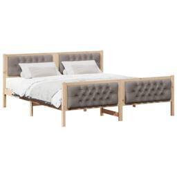 Berkfield Home Bed Frame with Headboard Taupe 180 x 200 cm Solid Pine Wood - thumbnail 3