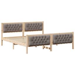 Berkfield Home Bed Frame with Headboard Taupe 180 x 200 cm Solid Pine Wood - thumbnail 2