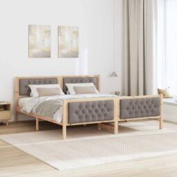 Berkfield Home Bed Frame with Headboard Taupe 180 x 200 cm Solid Pine Wood - thumbnail 4