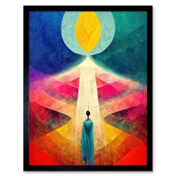 "Artery8 Wall Art Print Into The Light Abstract Spiritual Painting Art Framed in Black - Size: W12"" x H16""" - thumbnail 1