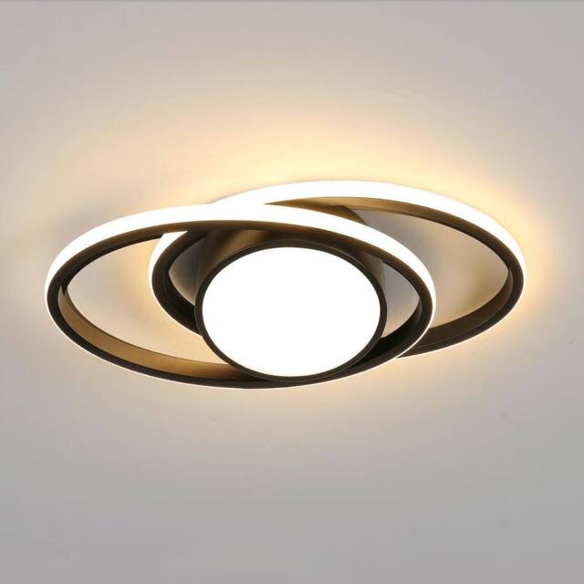 Goeco Ceiling Light LED Round, 39W, 3000K, Black, Modern Design, for Bedroom in Black - image 1