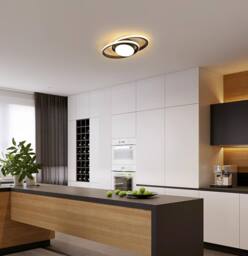 Goeco Ceiling Light LED Round, 39W, 3000K, Black, Modern Design, for Bedroom in Black - thumbnail 2