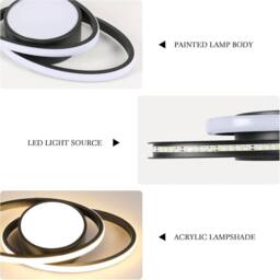 Goeco Ceiling Light LED Round, 39W, 3000K, Black, Modern Design, for Bedroom in Black - thumbnail 6