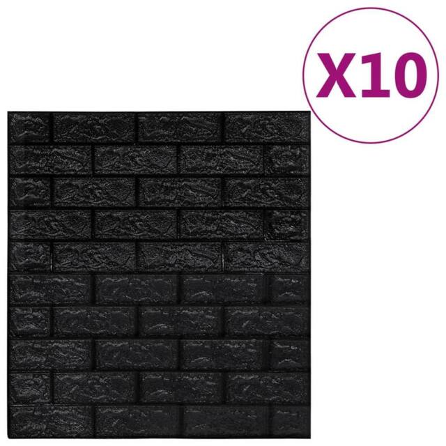 Berkfield Home 3D Wallpaper Bricks Self-adhesive 10 pcs Black - image 1