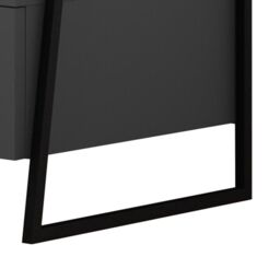 FWStyle Dark Grey 1 Drawer Bedside Table Nightstand Black Metal - thumbnail 4
