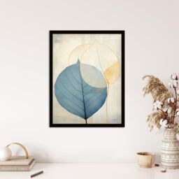 Wee Blue Coo Wall Art Print Skeleton Leaves Blue I Leaf Veins Structure Pastel Colour Azure Tan Yellow Watercolour Painting Art Framed - Size: A4 - thumbnail 4