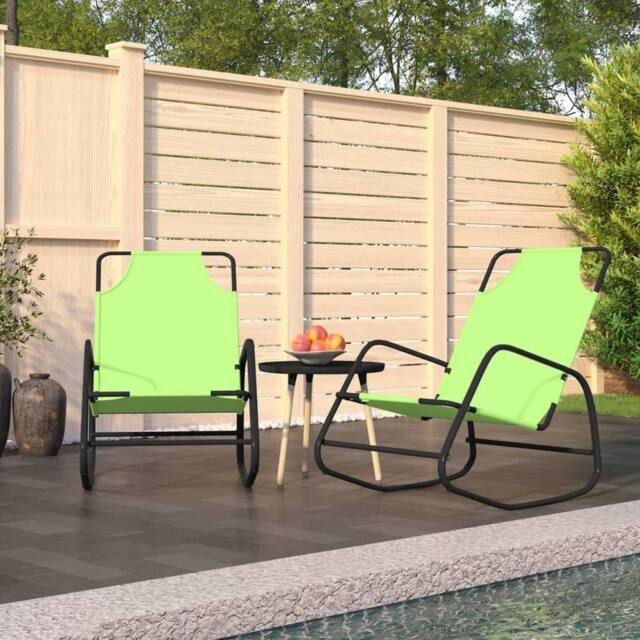 Berkfield Home Rocking Sun Loungers 2 pcs Green Steel & Textilene - image 1