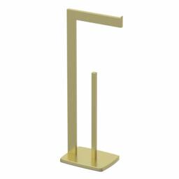 Havendro Brushed Brass Freestanding Toilet Roll Holder in Gold - thumbnail 3