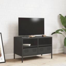 Berkfield Home TV Cabinet Black 68x39x43.5 cm Cold-rolled Steel - thumbnail 1