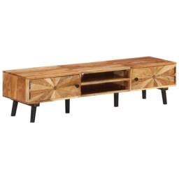 Berkfield Home TV Cabinet 145x35x35 cm Solid Acacia Wood in Brown - Size: 145 x 35 x 35 cm - thumbnail 2