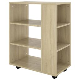 Berkfield Home Rolling Cabinet Sonoma Oak 60x35x75 cm Engineered Wood in Brown - Size: 60 x 35 x 75 cm - thumbnail 5