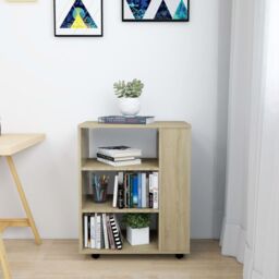 Berkfield Home Rolling Cabinet Sonoma Oak 60x35x75 cm Engineered Wood in Brown - Size: 60 x 35 x 75 cm - thumbnail 3