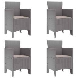 Berkfield Home Modern 5 Piece Garden Dining Set with Cushions Light Grey Poly Rattan - thumbnail 5