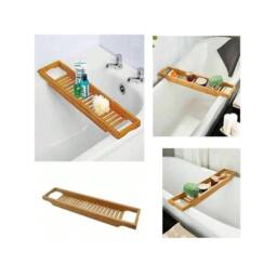 SPETLEK Wooden Bath Caddy Tray Bathtub Board Shelf Wine Tablet in Natural - thumbnail 3