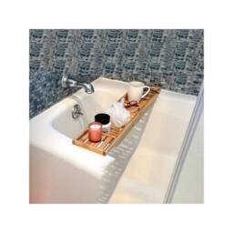 SPETLEK Wooden Bath Caddy Tray Bathtub Board Shelf Wine Tablet in Natural - thumbnail 4