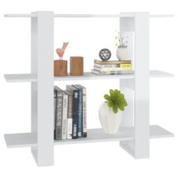 Berkfield Home Book Cabinet/Room Divider High Gloss White 100x30x87 cm - Size: 100 x 30 x 87 cm - thumbnail 5