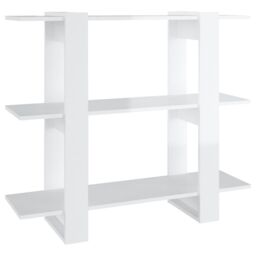Berkfield Home Book Cabinet/Room Divider High Gloss White 100x30x87 cm - Size: 100 x 30 x 87 cm - thumbnail 2