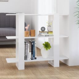 Berkfield Home Book Cabinet/Room Divider High Gloss White 100x30x87 cm - Size: 100 x 30 x 87 cm - thumbnail 1