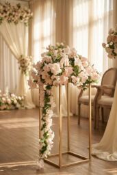 Living and Home 60Cm H Wedding Roadmap Detachable Flower Stand in Rose Gold - thumbnail 4