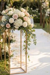 Living and Home 60Cm H Wedding Roadmap Detachable Flower Stand in Rose Gold - thumbnail 5