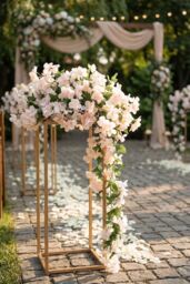 Living and Home 60Cm H Wedding Roadmap Detachable Flower Stand in Rose Gold - thumbnail 3