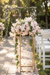 Living and Home 60Cm H Wedding Roadmap Detachable Flower Stand in Rose Gold - thumbnail 2