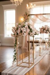 Living and Home 60Cm H Wedding Roadmap Detachable Flower Stand in Rose Gold - thumbnail 1