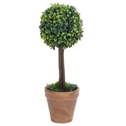 Berkfield Home Lush Artificial Boxwood Plants 2 pcs with Pots Ball Shaped Green 33 cm - thumbnail 1