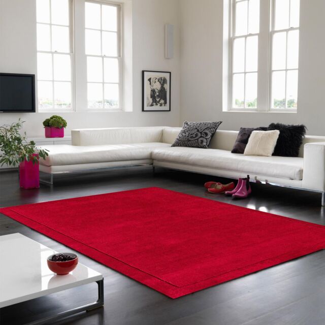 The Rug Shop UK Handmade Luxurious Modern Plain Wool Easy To Clean Area Rug in Red - Size: 200 cm x 290 cm - image 1