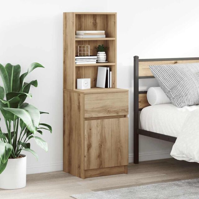 Berkfield Home Bedside Cabinet Artisan Oak 39x35x125 cm Engineered Wood - Size: 39 x 35 x 125 cm - image 1