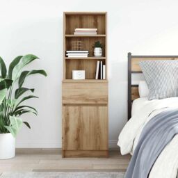 Berkfield Home Bedside Cabinet Artisan Oak 39x35x125 cm Engineered Wood - Size: 39 x 35 x 125 cm - thumbnail 3