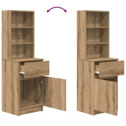 Berkfield Home Bedside Cabinet Artisan Oak 39x35x125 cm Engineered Wood - Size: 39 x 35 x 125 cm - thumbnail 9