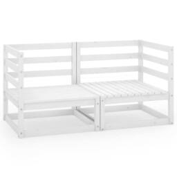 Berkfield Home Sturdy Garden 2-Seater Sofa White Solid Pinewood - thumbnail 3