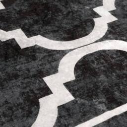 Berkfield Home Rug Washable Black & White 80x300 cm Anti Slip - Size: 100 cm diameter - thumbnail 7