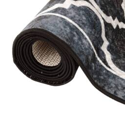 Berkfield Home Rug Washable Black & White 80x300 cm Anti Slip - Size: 100 cm diameter - thumbnail 5