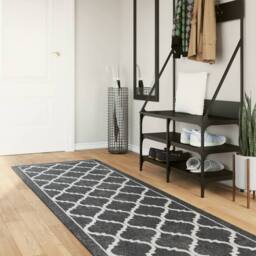 Berkfield Home Rug Washable Black & White 80x300 cm Anti Slip - Size: 100 cm diameter - thumbnail 2
