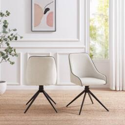 FurnitureboxUK 2x Beaumont Cream Fabric Swivel Dining Chairs - thumbnail 2